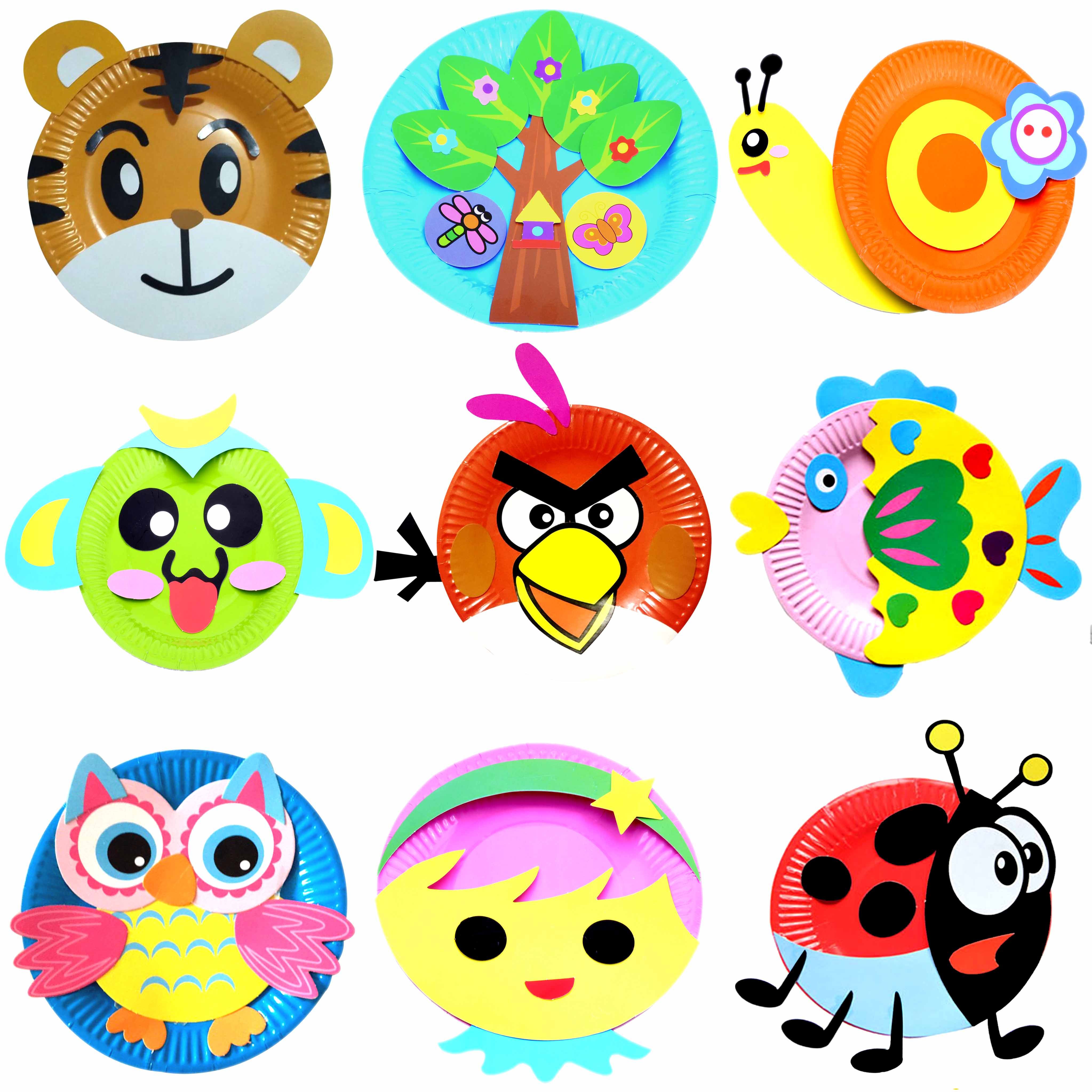 Children Diy Handmade Paper Tray Subpainting Cartoon Animal Adhesive Painting Toy Kindergarten Adhesive Fine Arts Materials