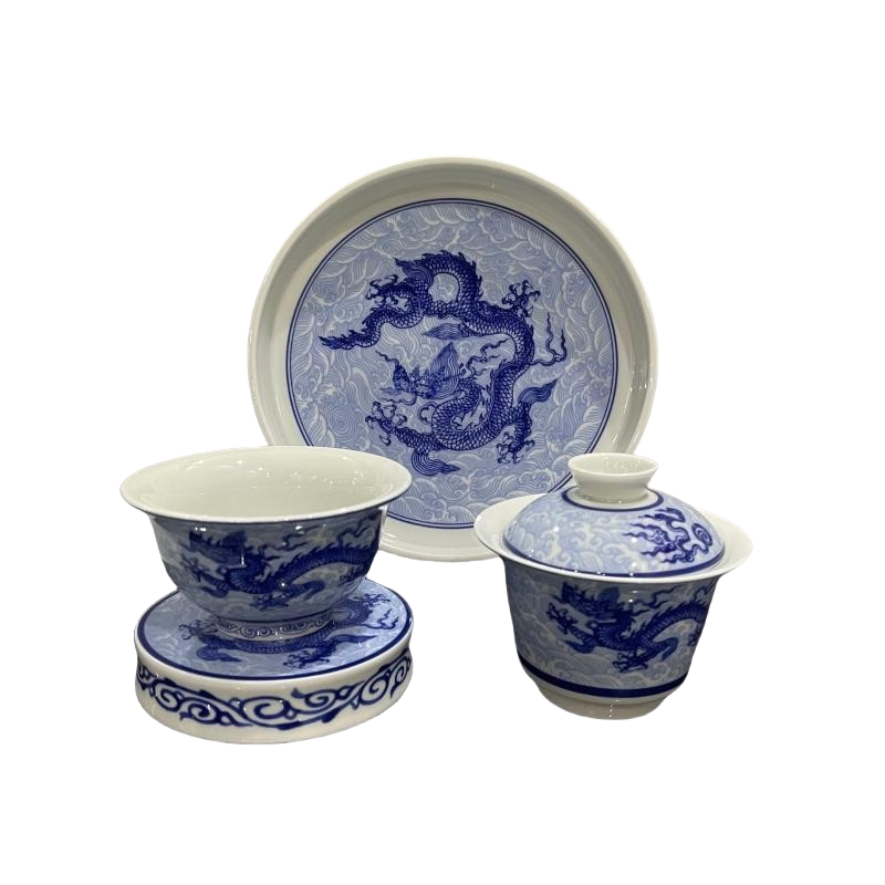 伊】青花宝相華紋大碗 大明宣徳年製 (陳5009)(