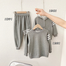 Children Korean version of all three-piece set 2021 spring new small children cotton coat baby sweater pants