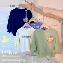 Children Korean version of Joker sweater 2021 autumn new small children round neck casual pullover baby printing childrens clothing