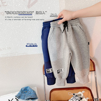 Boy cotton Korean pair of leg trousers 2021 Autumn New Baby foreign style elastic Haren pants