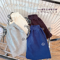 Boys loose Korean version of corn grid casual pants 2021 autumn new small children foreign-style Joker pants tide