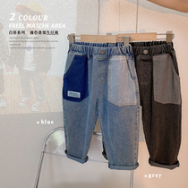Childrens color casual jeans 2021 Spring and Autumn new children Korean version Joker trousers baby comfortable pants