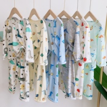 Baby home clothes 2021 summer new children skin-friendly air conditioning clothing small children Iceland cotton light and comfortable pajamas