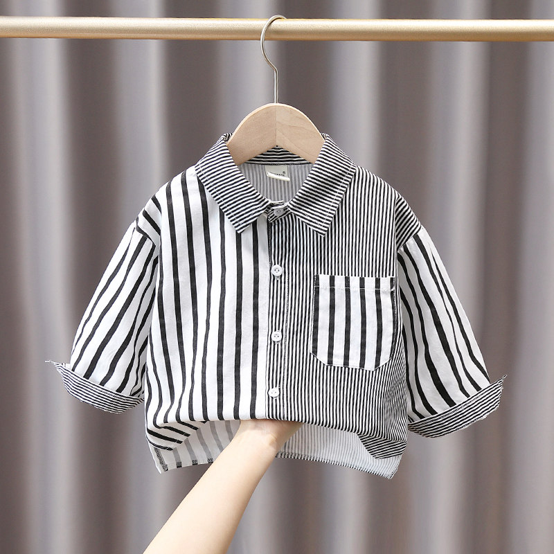 Boy shirt spring fall new children's plaid shirt in children 2022 new spring fit children's jacket for children