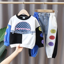 Boy Clothing Boy Autumn Clothing Suit 2021 New Korean Version Online Red Children Sports Handsome spring and fall boy Two sets