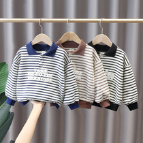 Boys long sleeve T-shirt 2021 new childrens clothing knitted blouse Spring and autumn clothes for children with undershirt body Tide Boy