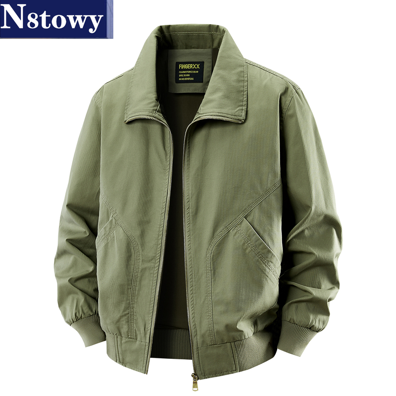 Brand American-Style Lapel Jacket for Men, Loose Fit, 2026 New Spring and Autumn Pure Cotton Casual Workwear Pilot Jacket