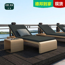 Outdoor beach chair Villa Clubhouse Bathroom pool Courtyard Balcony Leisure Reclining Chair Imitation Vine Beach Bed Rattan Bed bed