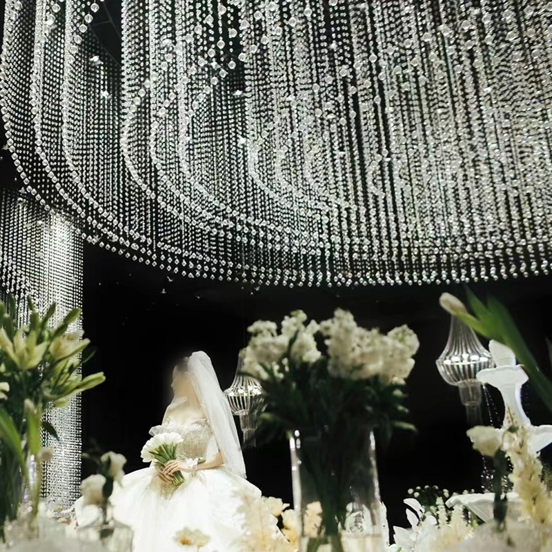 Crystal Pineapple Bead Curtain Wedding Props Wedding Supplies Stage Ceiling Hotel Decorative Bead String Curtain Door Curtain Finished Products