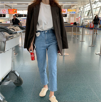 One day jeans women straight loose spring 2020 new thin high waist ankle-length pants tide