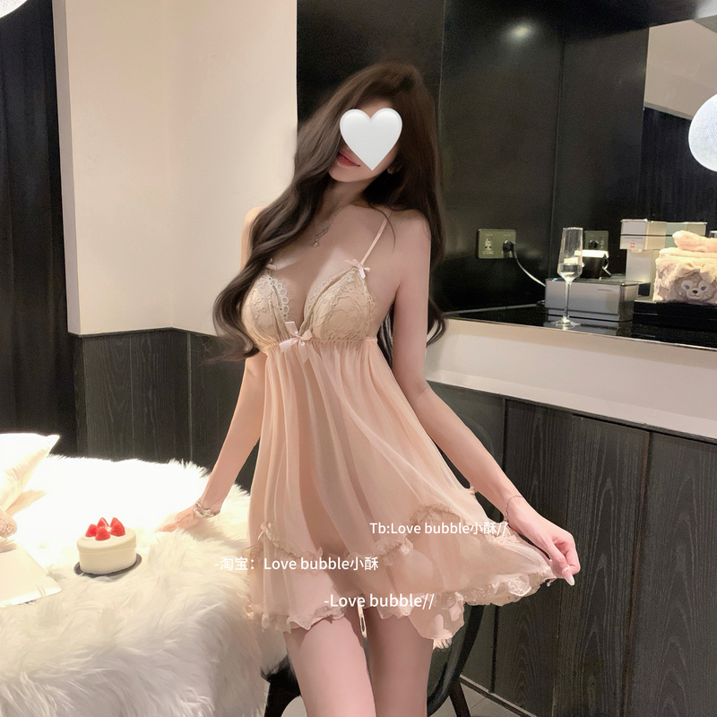 Lb* Peach-Like Sweet and Sensual Mesh Camisole Nightdress with Lace, French-Style Sexy and Feminine Sleepwear, Pure Desire Loungewear Lb* Peach-Like Sweet and Sensual Mesh Camisole Nightdress with Lace, French-Style Sexy and Feminine Sleepwear, Pure Desire Loungewear