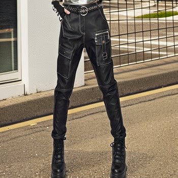 European goods 2025 trendy brand internet celebrity style leather pants trousers European goods 2025 trendy brand internet celebrity style leather pants trousers