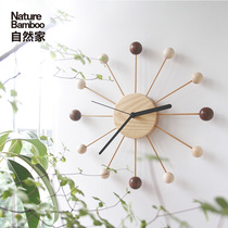 Natural home Nordic creative clock planet wall clock living room personality fashion Japanese simple clock mute home clock