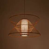 Natural home creative lamps simple LED lights new Chinese bamboo chandeliers living room lights restaurant Tea Room Zen mirror lights