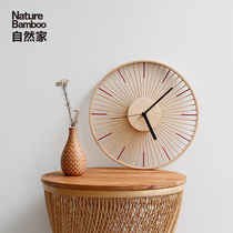 Natural home Japanese Wall Clock Clock Clock Clock Clock living room Nordic ornaments hanging wall clock silent simple creative bamboo
