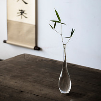 Natural home handmade retro Chinese Zen simple glass vase flower arrangement transparent Guanyin bottle desktop home Flower Ware