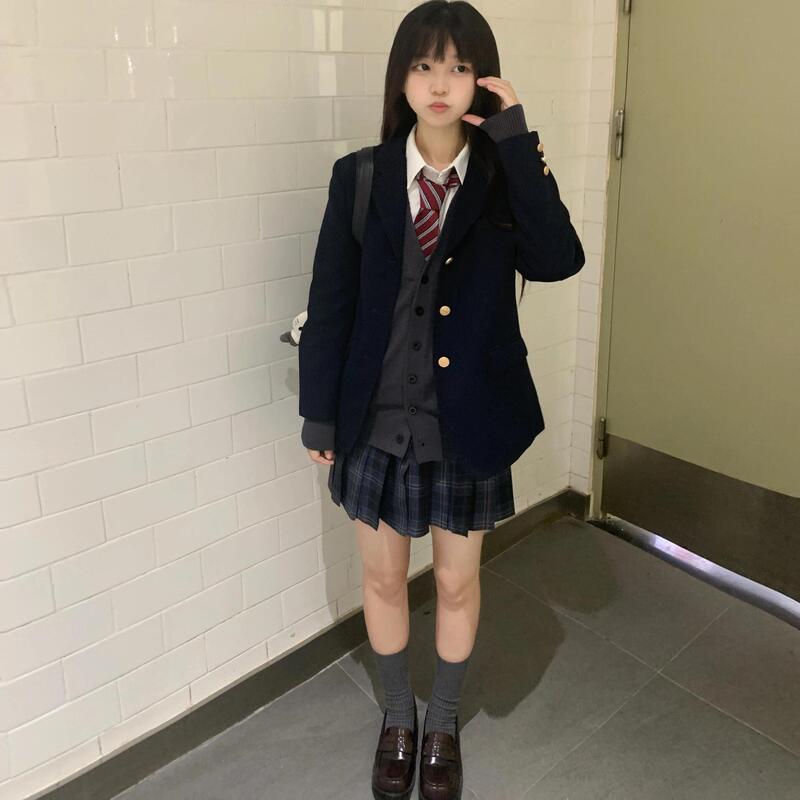 White Peach Soda, Preppy Style Cyan Suit, Jk Uniform, Three-Button Women's Autumn and Winter New School-Style Blazer