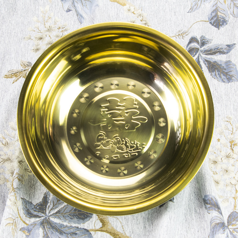 Wedding Wedding Red Pot Cornucopia Gold Basin Washbasin Chinese Wedding Supplies Stainless Steel Washbasin Yellow Basin