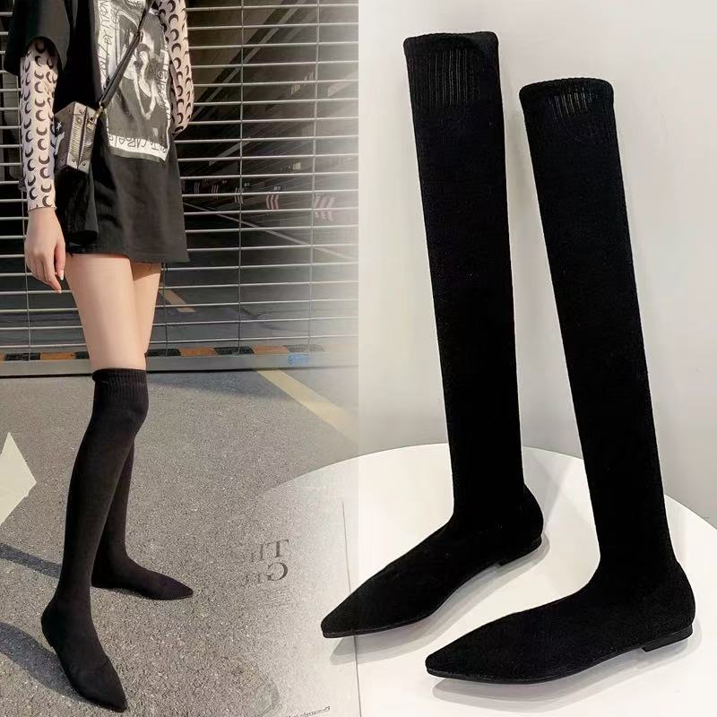 Sock Boots Over-The-Knee Boots for Women, Elastic Slim Boots 2026 Thin High Tube Socks Flat Pointed Toe Knitted Long Boots Sock Boots Over-The-Knee Boots for Women, Elastic Slim Boots 2026 Thin High Tube Socks Flat Pointed Toe Knitted Long Boots