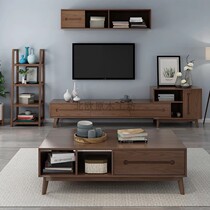 Nordic Log Workshop New Large Family Style Brief full solid wood Nest Series Tea Table TV Cabinet Combo