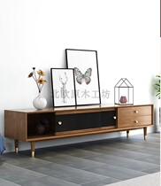 Nordic Log Workshop Extremely Minimalist Small Household Type Minimalist Light Extravagant solid wood North American oak Living room TV cabinet