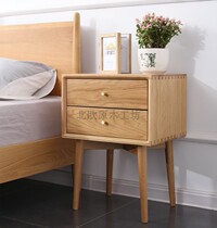 Nordic Log Workshop White Oak Wood Full Solid Wood High Foot Double Pumping Bronze Handle Day Style Minima Bed Head Cabinet Side Cabinet