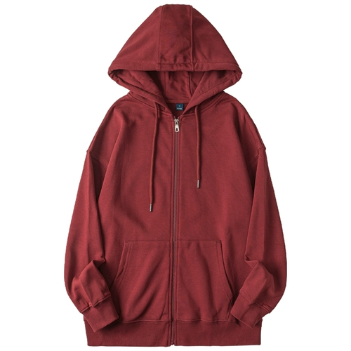 Бордовая цветная толстовка с капюшоном с молнией, спортивный кардиган подходит для мужчин и женщин, в американском стиле