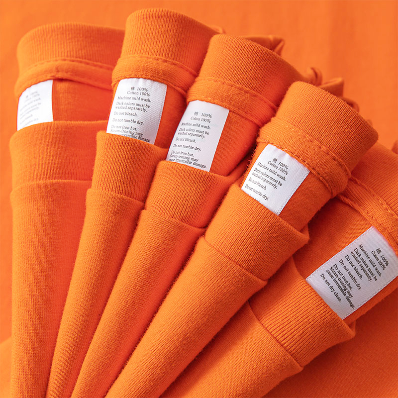 Orange Bright Color 250g Heavyweight Summer Short-Sleeved T-Shirt Trendy Color Loose Youthful Campus Bf Style Couple T-Shirt