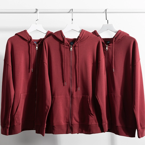 Бордовая цветная толстовка с капюшоном с молнией, спортивный кардиган подходит для мужчин и женщин, в американском стиле