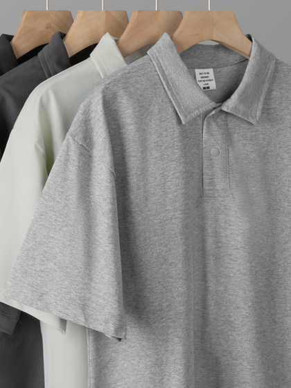 240g Heavyweight 7A Grade Antibacterial Solona Short-Sleeve Polo Shirt, Solid Color, Loose and Simple, Versatile T-Shirt for Men and Women in Summer