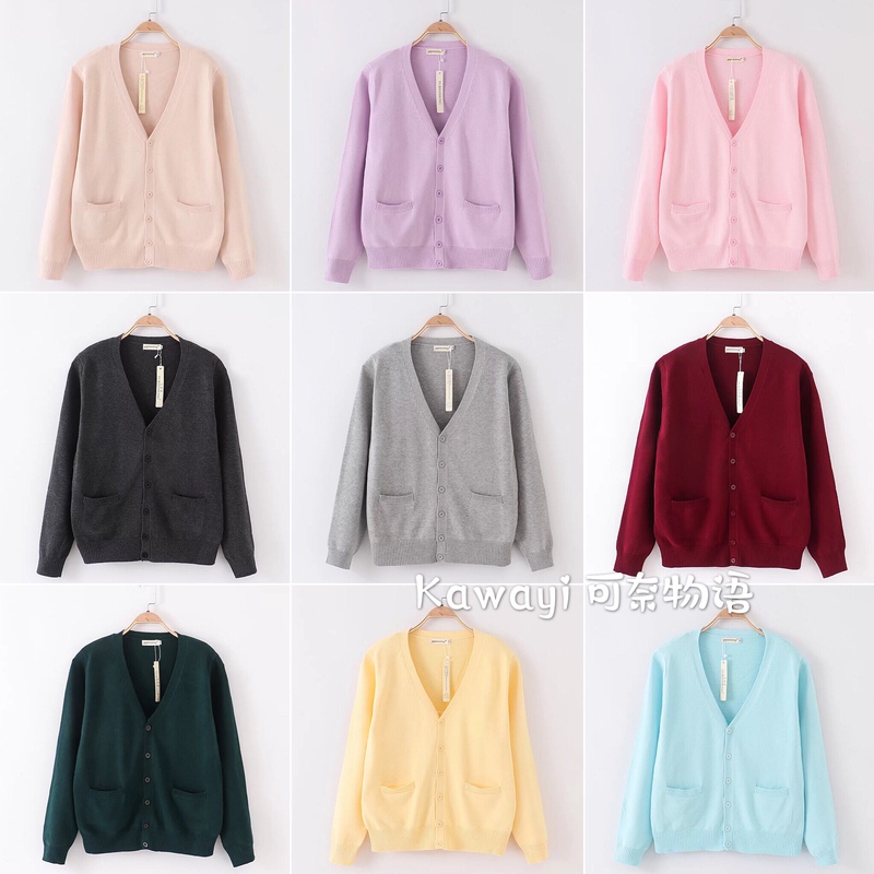 Kana's Story Super Cute Popular Jk Cardigan Pure Cotton Knitted Loose College Jacket Autumn and Winter Versatile Sweater