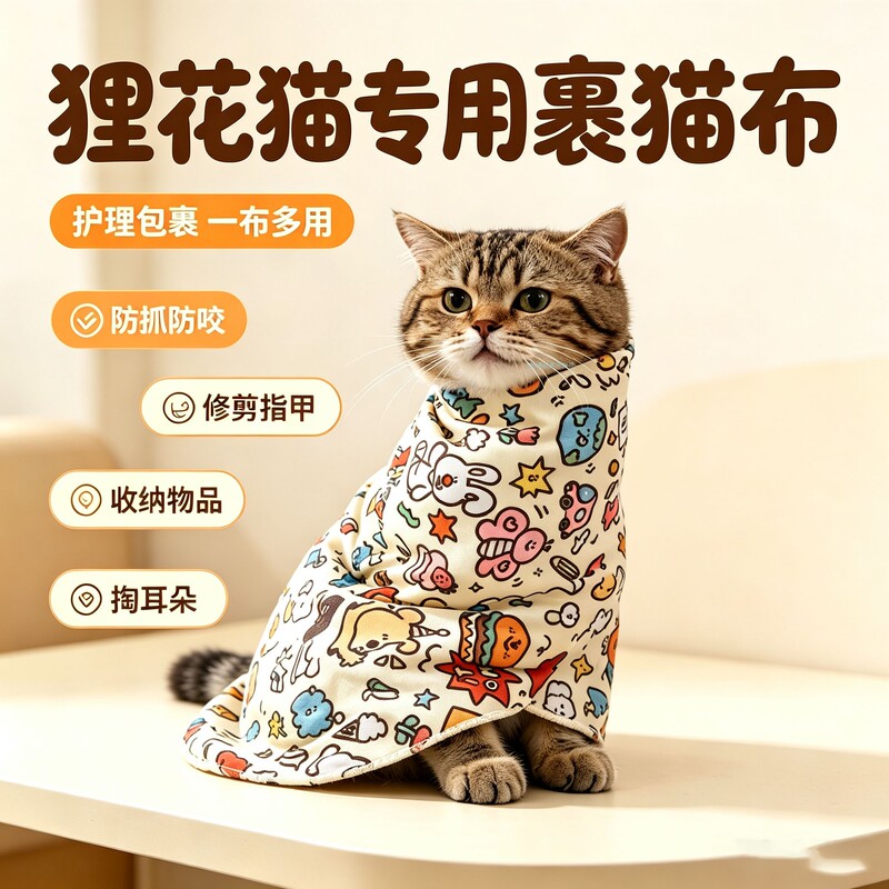 Special Cat Wrap Cloth for Tabby Cats, Nail Clipping, Anti-Scratch, Anti-Escape, Self-Adhesive Fixing Tool Special Cat Wrap Cloth for Tabby Cats, Nail Clipping, Anti-Scratch, Anti-Escape, Self-Adhesive Fixing Tool