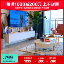 Nordic modern minimalist light and luxurious tea table TV cabinet Composition Living room designer Small family TV enclosure High in white