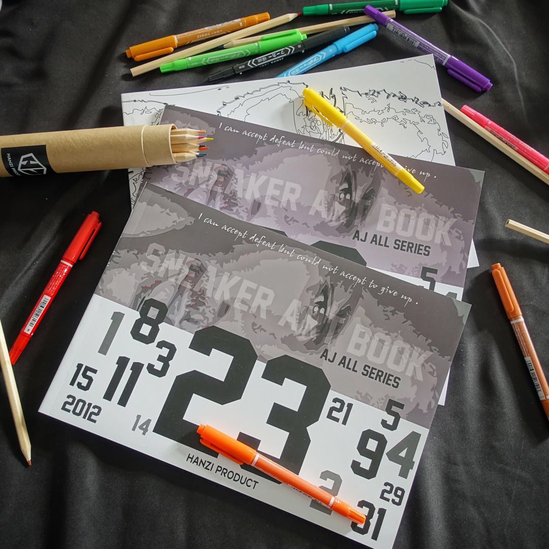 HZP flying man sneakers custom picture book sneaker design coloring book Painting book gift