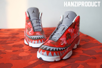 HZP Flying Hanson Products Sneakers custom DIY ID service Painted AJ13 Camouflay Shark