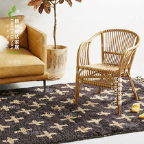 Greentenda Japanese cane chair Nordic ins rattan sofa Japanese leisure chair balcony three-piece set hotel dining chair