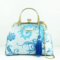 Sky Blue Phoenix Flower + Blue Tassel + двойная ручка 3009