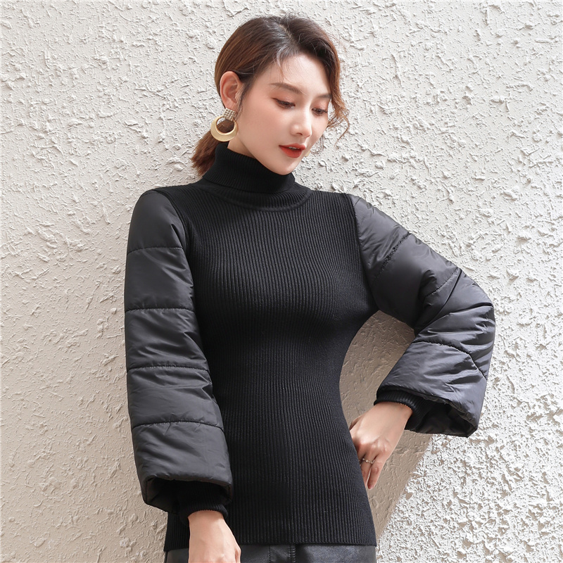 Women's Winter Sweater with Large Bell Sleeves, down Cotton Sleeves, Fleece-Lined and Thickened, Paired with a Fur Vest, Knitted Inner Layer