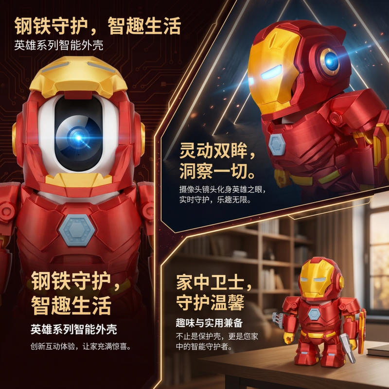 Suitable for Xiaomi Surveillance Camera Head, Iron Man Decorative Shell, Cute Creative Ornament, Cultural and Creative Protective Case Suitable for Xiaomi Surveillance Camera Head, Iron Man Decorative Shell, Cute Creative Ornament, Cultural and Creative Protective Case