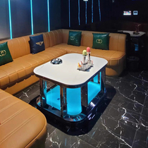 Spot ktv coffee table special square led light-emitting club bar table stainless steel box deck tempered glass table