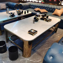 Spot ktv coffee table special square led light-emitting club bar table stainless steel box deck tempered glass table