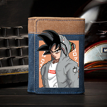 Cartoon Cartoon Personality Tide Epiphany Super Seven Dragon Beads Joint Wallet Man Canvas Triple Fold Youth Money Clip Student Card Bag