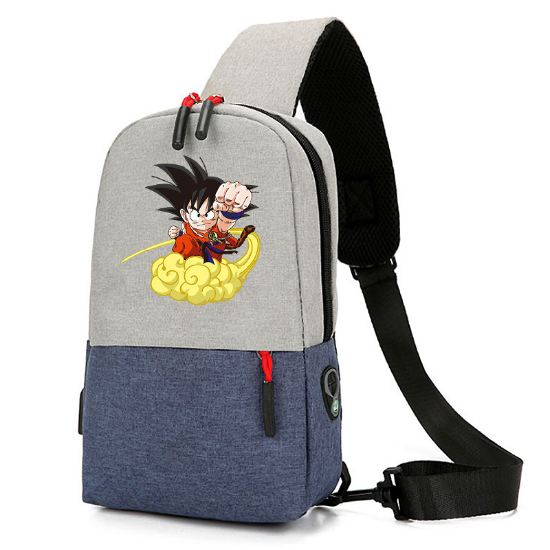 7 Dragon Ball Sun Wuqen Leisure Chest Bag Men's Single Shoulder Oblique Satchel Canvas Small Shoulder Bag Tide Card Inclined Shoulder Chest Front Bag Students