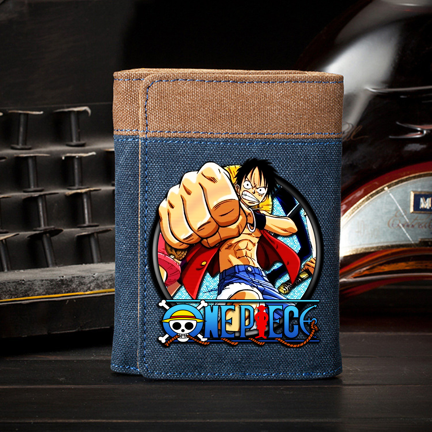 2022 New One Piece Rufu Joint Personality Fashion Wallet Men's Zipper Hidden Buckle Wallet Middle School Student Small Coin Wallet