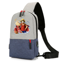 Sea thief Wang Lufei Cartoon Cartoon Cartoon Surrounding Joint Leisure Chest Bag Mens Single Shoulder Diagonal Satchel Canvas Small Backpack Tide Card