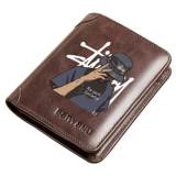 Кожаный модный короткий бумажник в стиле хип-хоп, картхолдер, из натуральной кожи, воловья кожа, подходит для подростков, подходит для студента