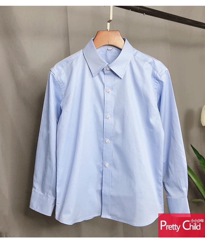 Quần áo trẻ em áo sơ mi trắng cotton 2020 xuân hè bé trai áo xanh, sinh viên đại học, áo sơ mi đồng phục học sinh màu hồng đen - Áo sơ mi