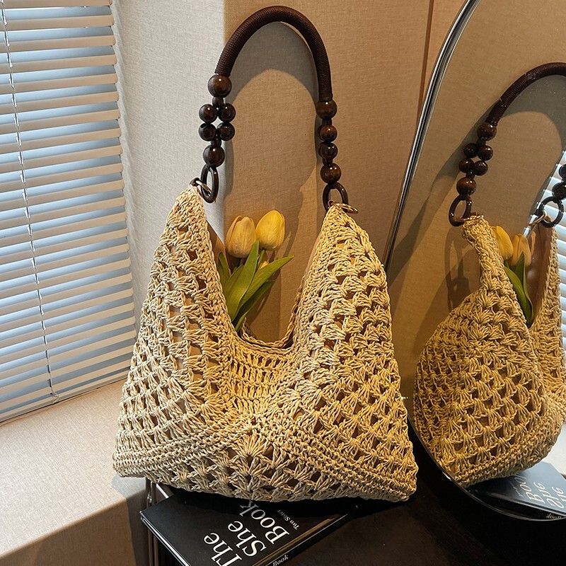 Straw Woven Bag for Women, Large Capacity, 2026 New Summer Casual Crossbody Commuter Tote, Handmade Woven Beach Bag