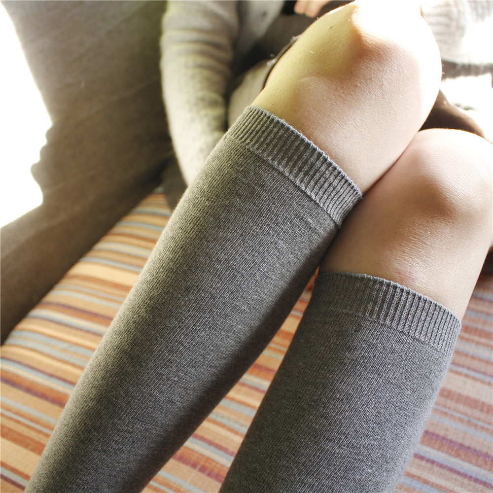 Japanese knee socks college style black white jk solid color women's high tube socks all-match slimming half socks knee socks